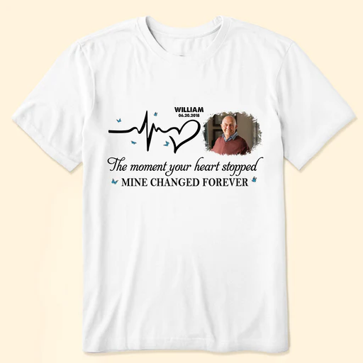 Moment Your Heart Stopped, Mine Changed - Personalized Photo Shirt - Classic Tee/sport Grey/2xl