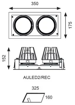 Ansell Auled2/rec/dd2 Unity Rectangular Led Downlight Dd2 Dsi Dim