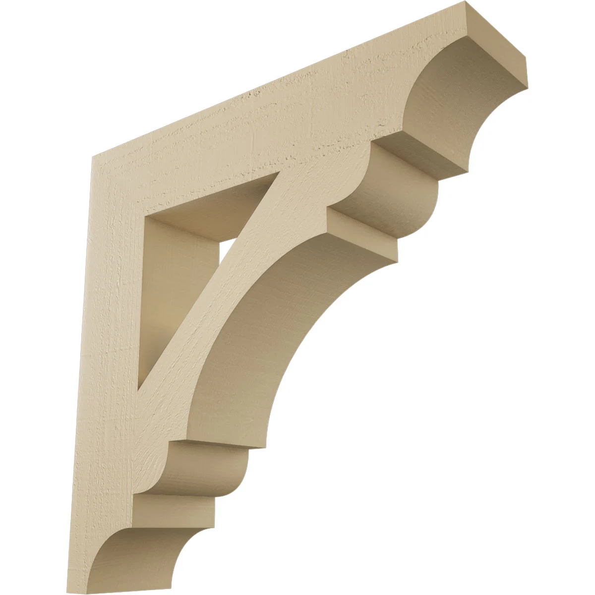 Timberthane Faux Wood Bracket W/ Offset Brace, Olympic Style, Cove Ends, 8"w X 30"d X 30"h, Primed Tan