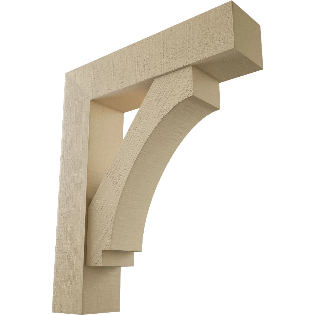 Timberthane Faux Wood Bracket W/ Offset Brace, Imperial Style, Block Ends. 7 1/2"w X 32"d X 38"h, Primed Tan