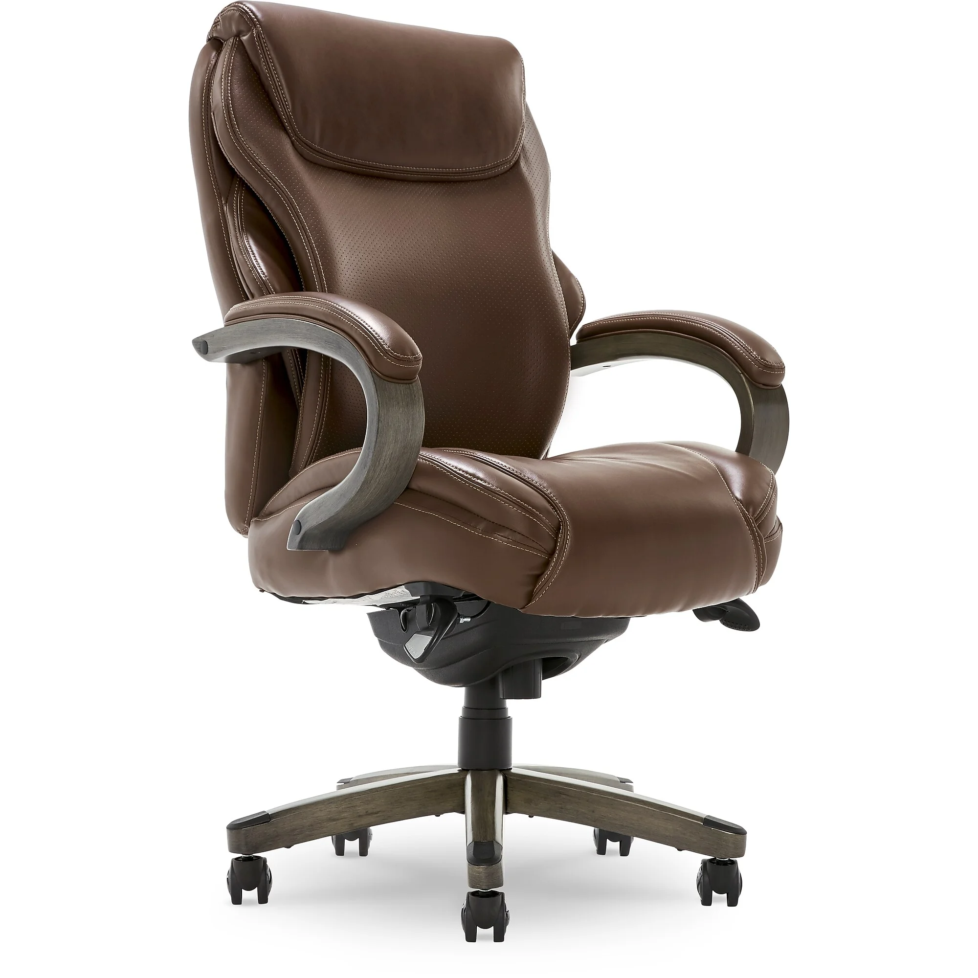 La-z-boy Hyland Ergonomic Bonded Leather Swivel Executive Chair, Brown/gray Weathered Wood