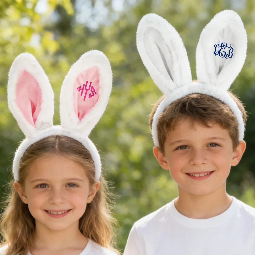 Cerchietto Personalizzato Monogram Easter Rabbit Ears Celebratory Con Lettera Regalo Di Compleanno Di Pasqua Per Bambini Ragazze Ragazzi