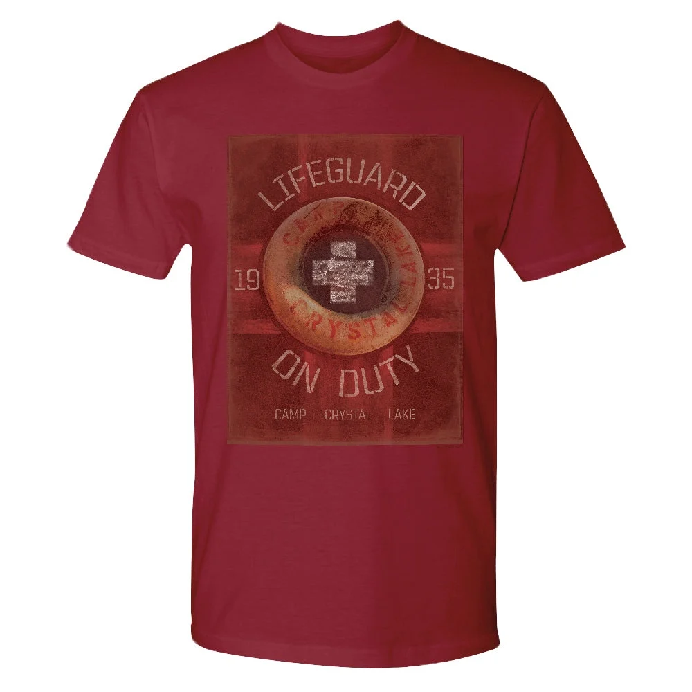 Friday The 13th Lifeguard On Duty Adult Short Sleeve T-shirt - Red/m