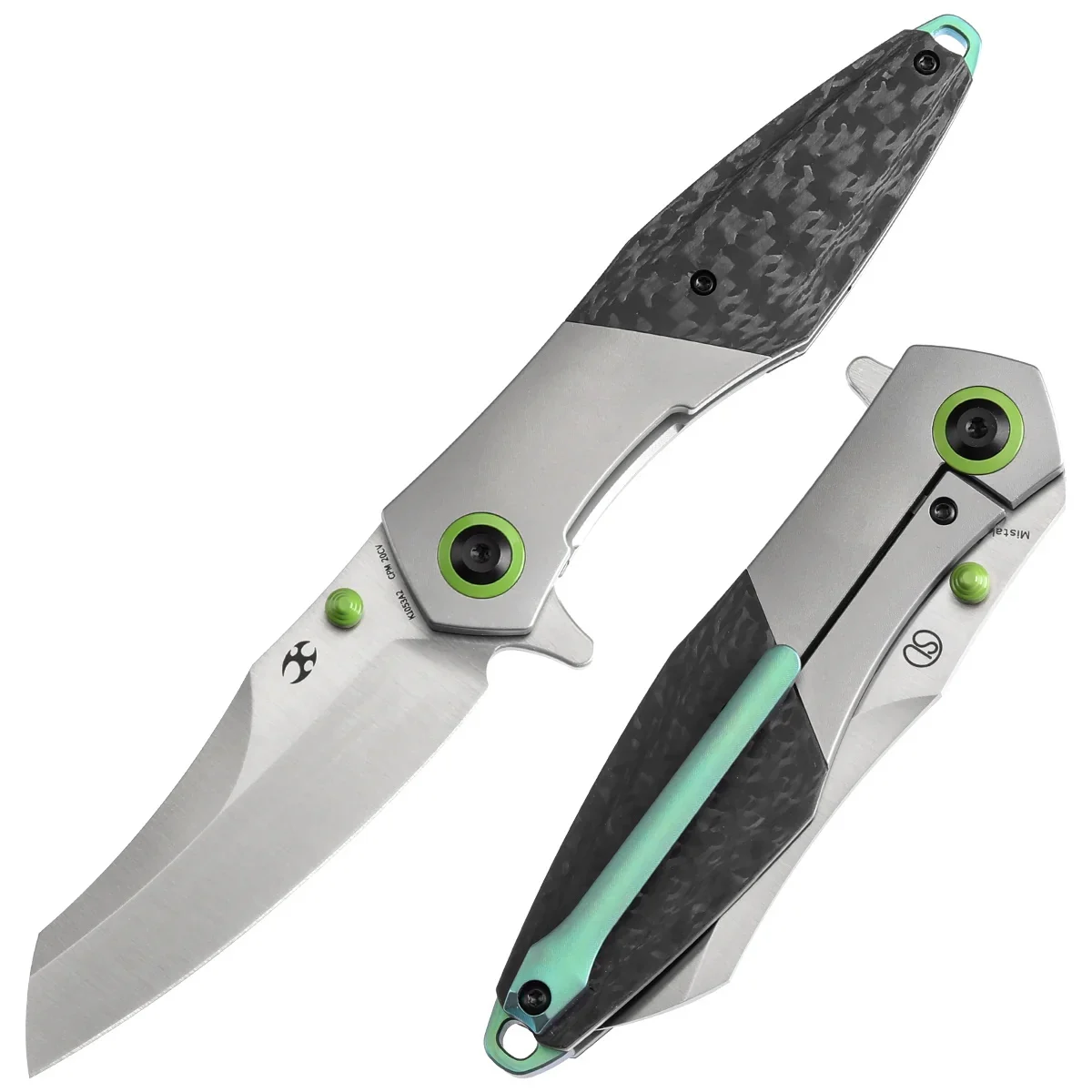 Kansept Thumb Stub Mistaken Titanium And Twill Carbon Fiber (3.15" Cpm 20cv) Jonathan Styles Design- K1053a2
