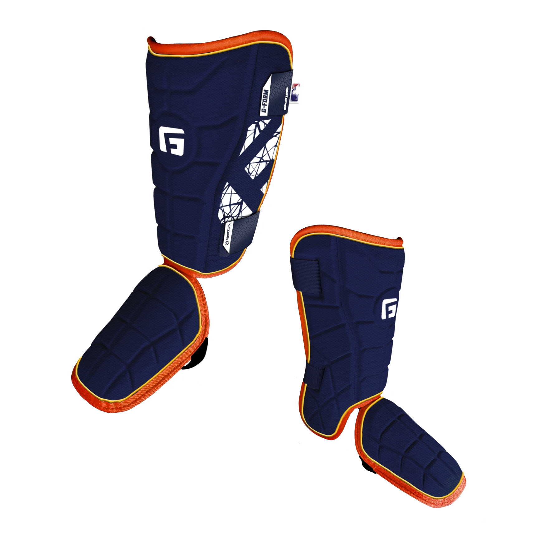 Elite Baseball Batter's Leg Guard (adult) Navy/orange Right-handed Hitter