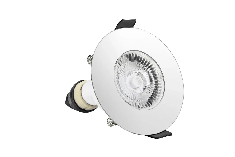Integral Ildlfr70d017 Evofire Fire Rated Downlight 70mm Cutout Ip65 Polished Chrome Round +gu10 Holder