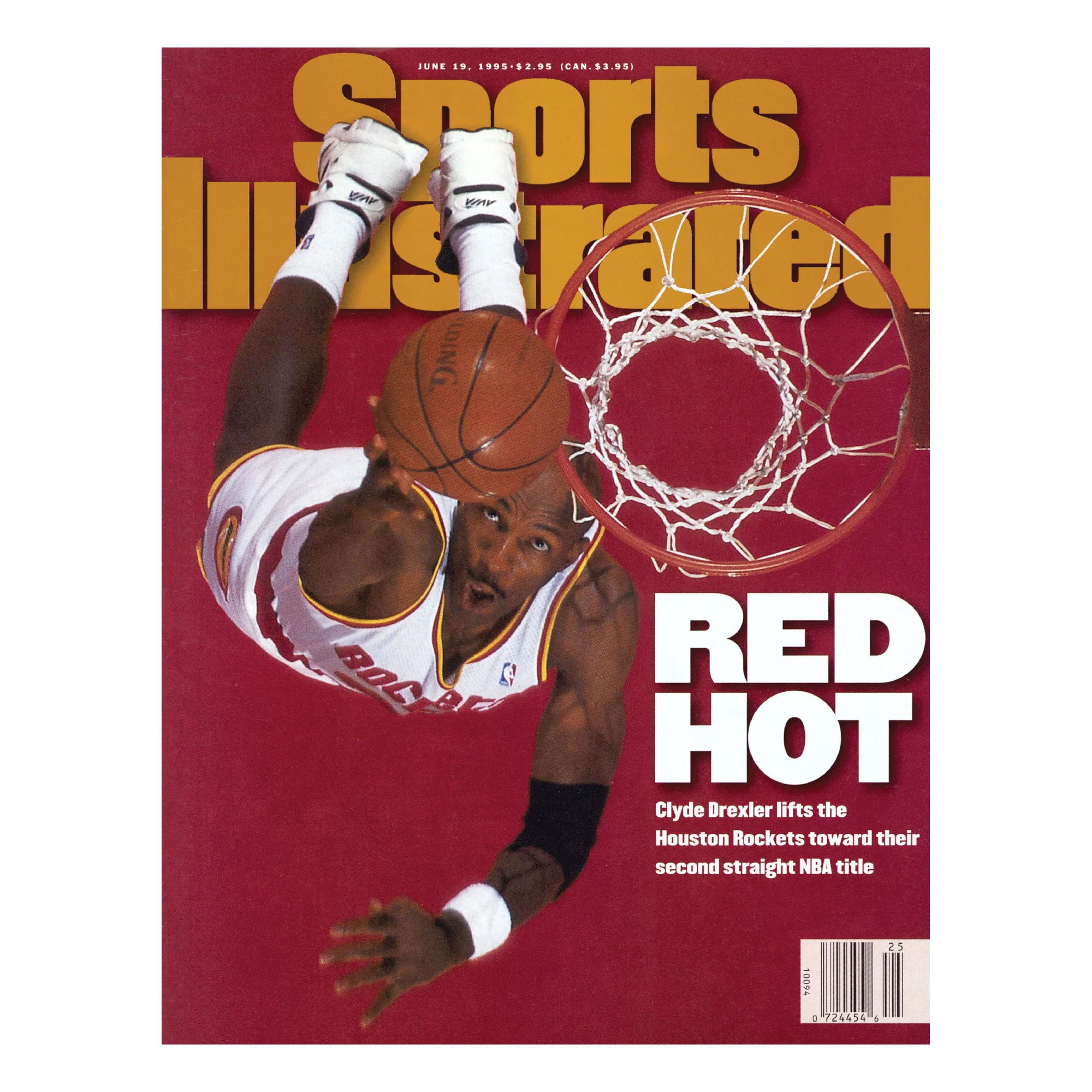 June 1995 Sports Illustrated Cover Peel & Stick Poster Official Nba Houston Rockets Reusable Vinyl Wall Decal