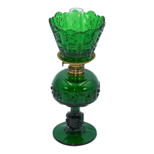 1940s L.g. Wright Daisy & Cube Stars & Bars Miniature Green Oil / Kerosene Lamp