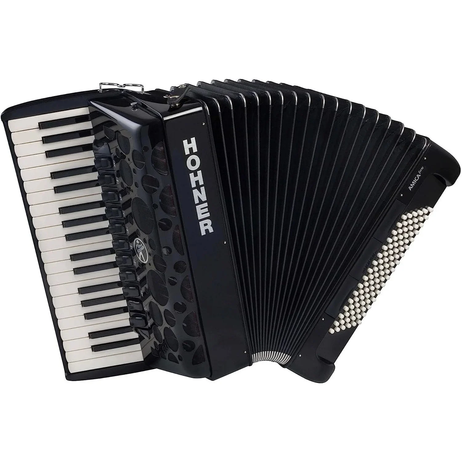 Hohner Amica Forte Iv 96 Piano Accordion Included Gigbag And Straps - Jet Black