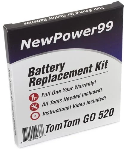 Tomtom Go 520 Battery Replacement Kit With Tools, Video Instructions And Extended Life Battery