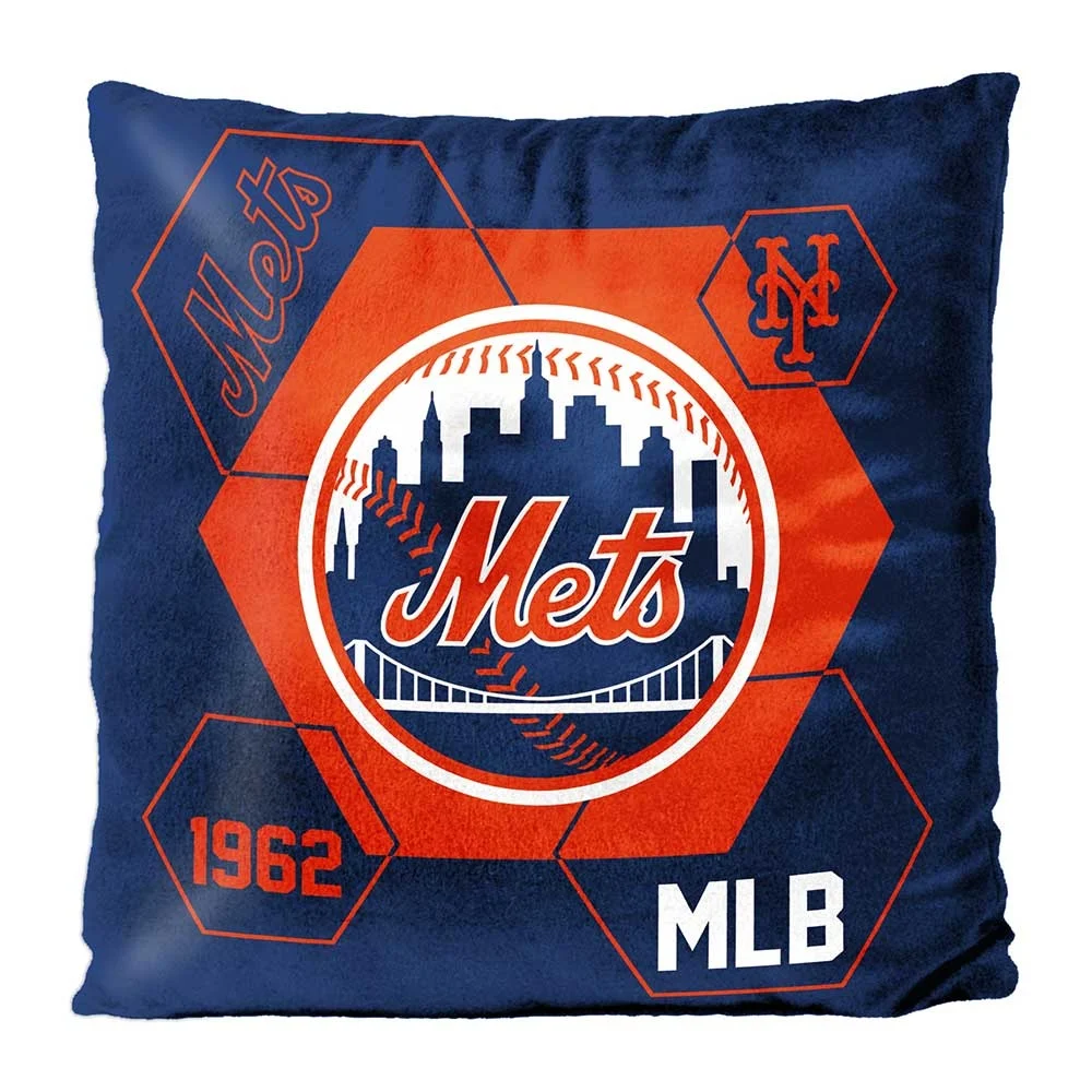 Mlb New York Mets Connector Velvet Reverse Pillow 16 X 16 Inches