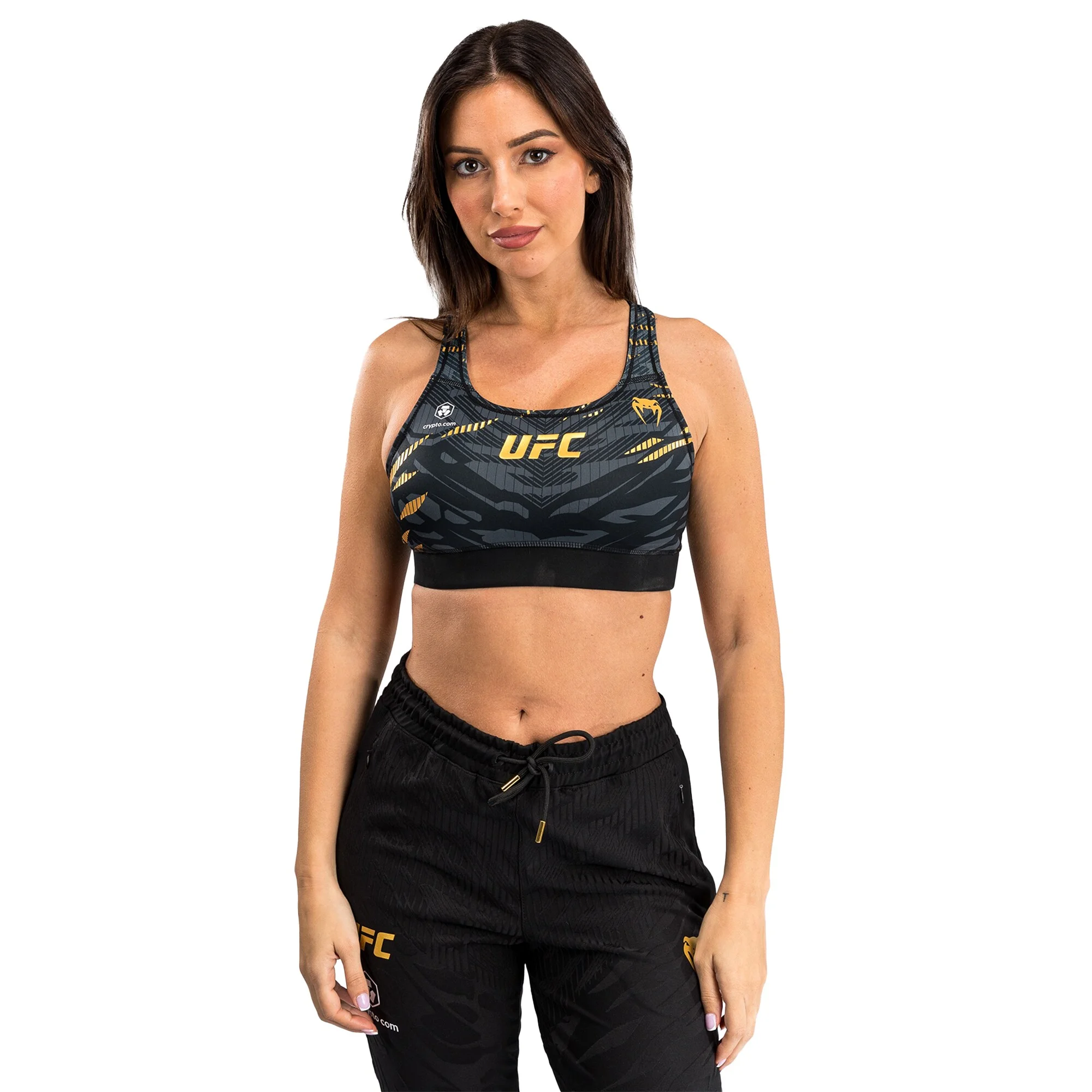 Women's Ufc Fusion By Venum Black/gold Fight Night Champion Sports Bra