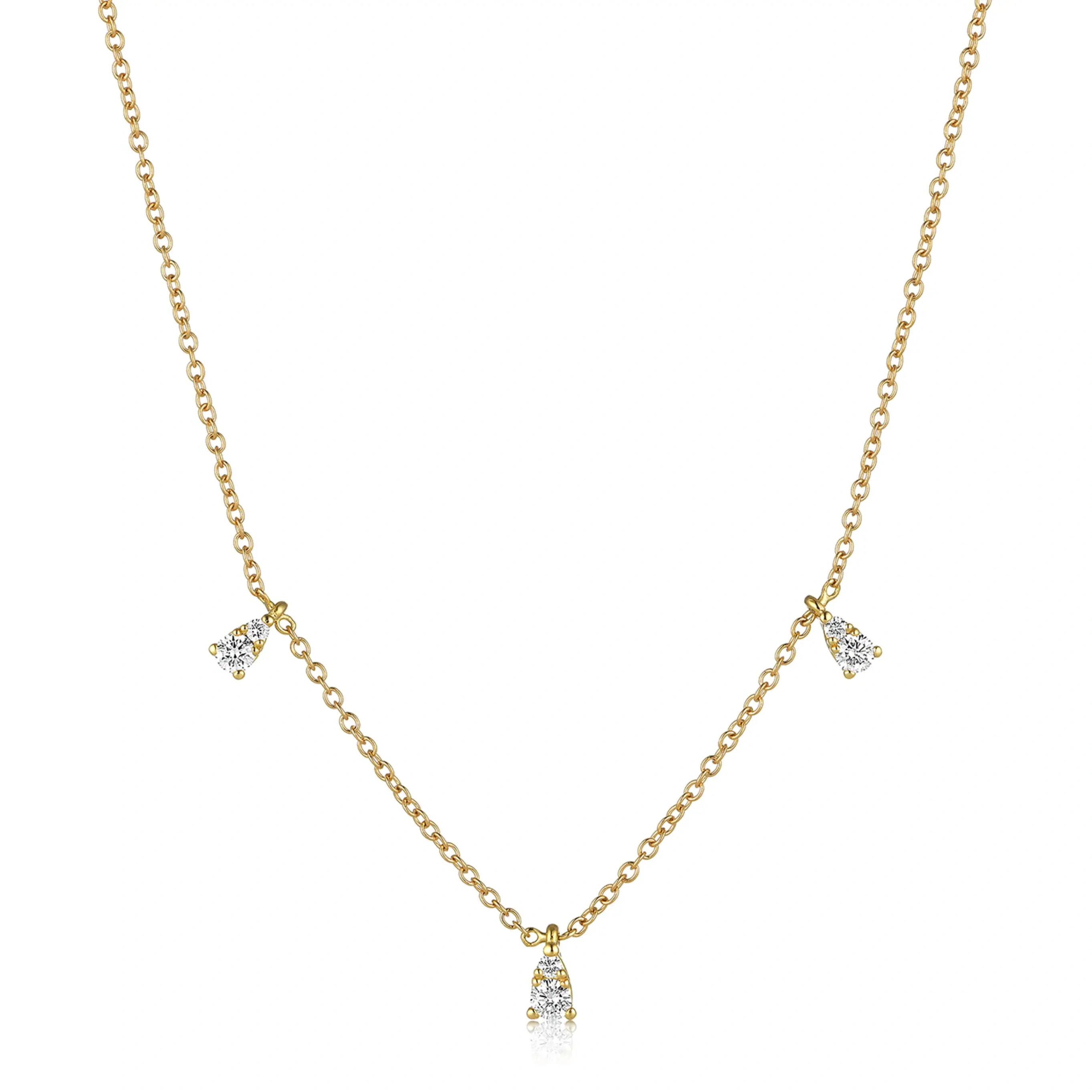 Noa Mini Yellow Gold And Diamond Drop Necklace
