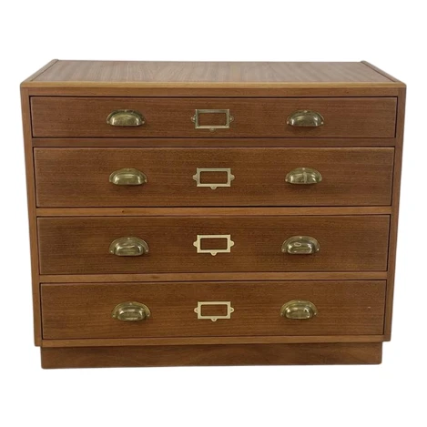 Vintage Plan Chest With Brass Cup Handles, 1930s