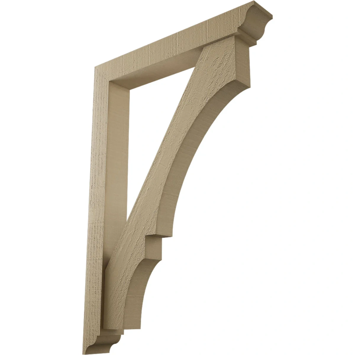 Timberthane Faux Wood Bracket W/ Offset Brace, Balboa Style, Traditional Ends, 4"w X 26"d X 38"h, Primed Tan