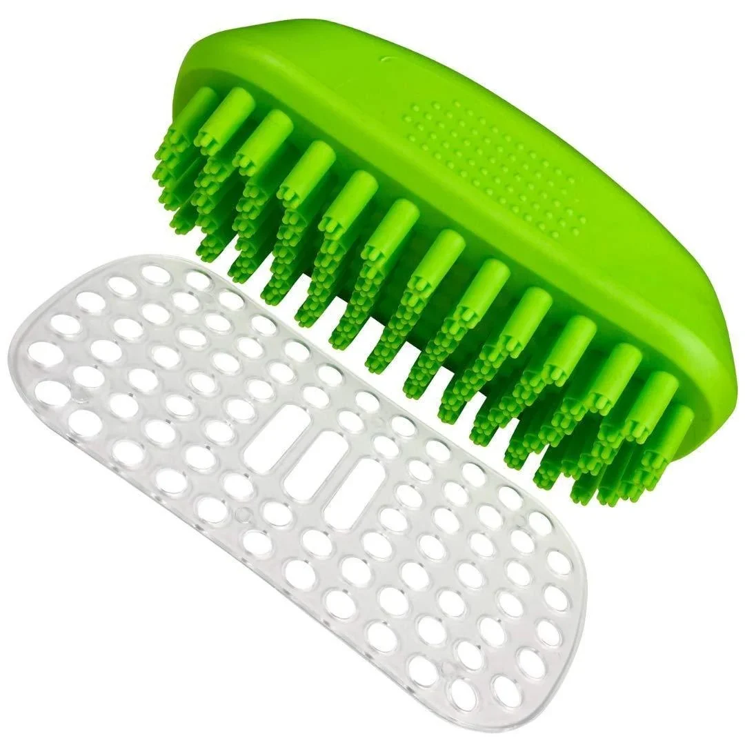 Dog Shampoo Massage Rubber Brush - Easy To Clean Pet Grooming Bath Brush - Green