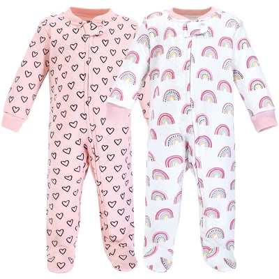 Hudson Baby Infant Girls Premium Quilted Zipper Sleep And Play, Modern Rainbow
