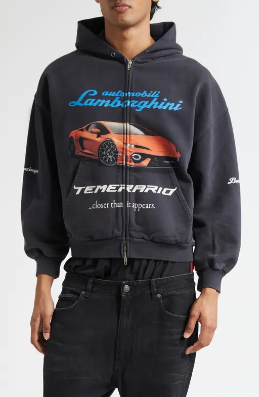 X Automobili Lamborghini Small Fit Full-zip Fleece Graphic Hoodie