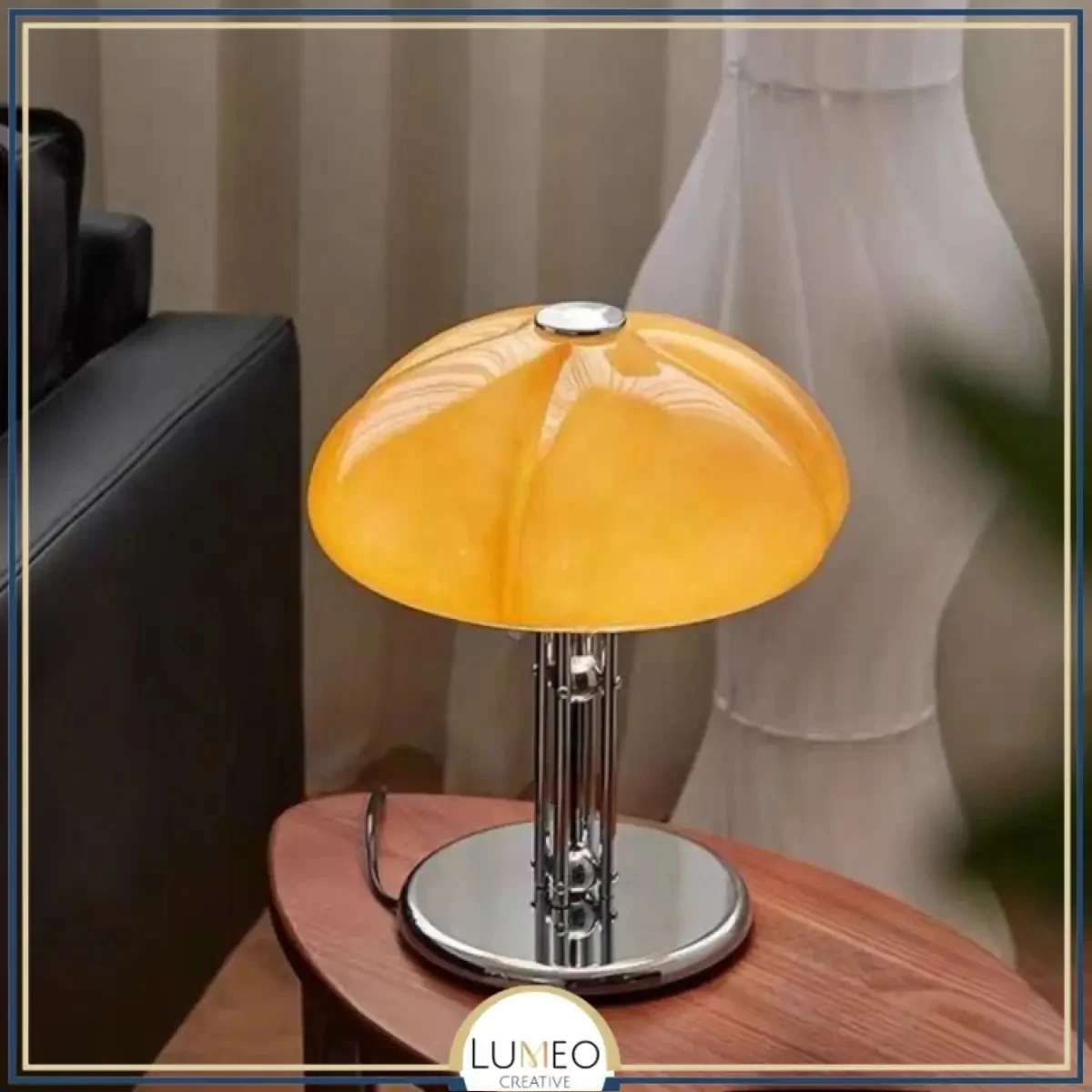 Lampe À Poser Vintage En Verre Coloré | Ambiance Rétro Et Élégante - Orange/blanc Chaud
