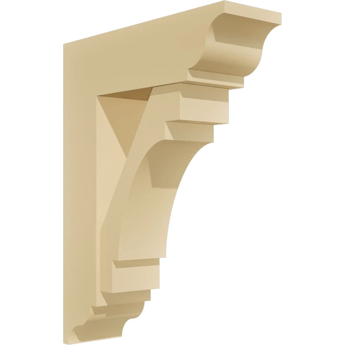 Signature Urethane Bracket W/ Offset Brace, Merced Style, Traditional Ends, 7 1/2"w X 26"d X 34"h, Primed Tan