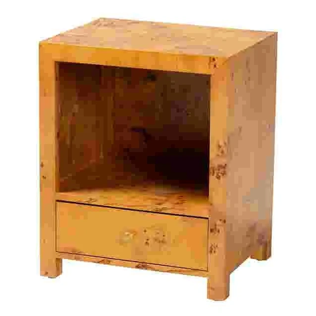 Camira Modern And Contemporary Natural Light Mappa Real Burl Wood 1-drawer Nightstand