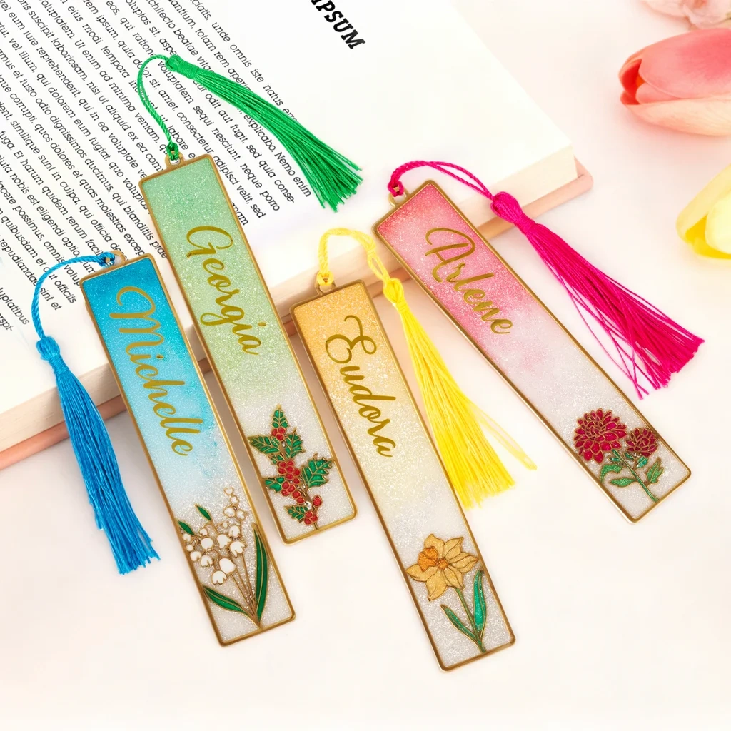 Personalised Dainty Birth Flower Tassel Bookmark With Name Christmas Birthday Library Bookish Gift For Book Lovers Friends Students - Callie