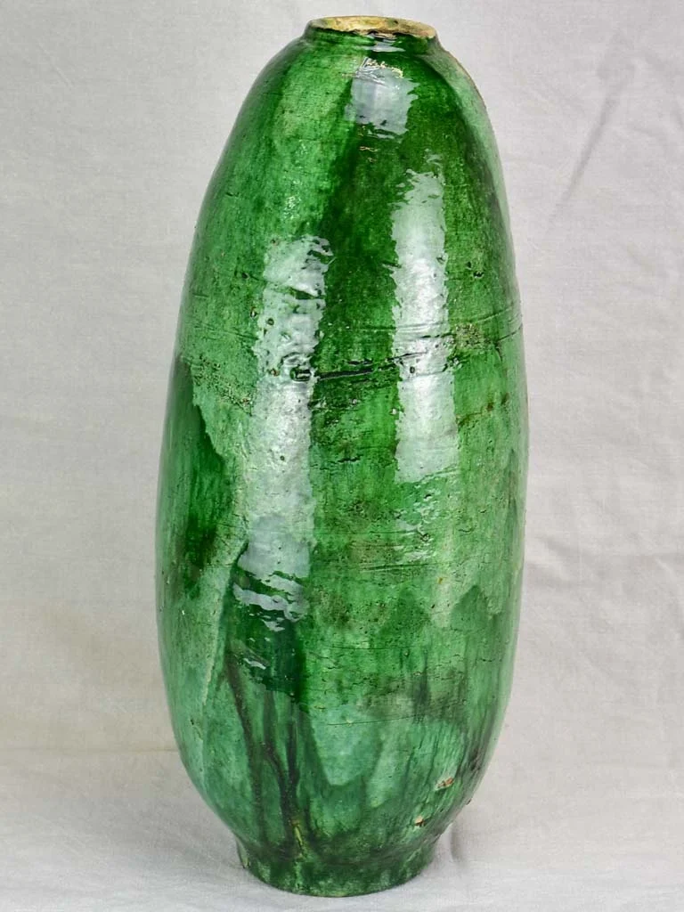 Very Large French Vintage Pot With Green Glaze 24¾"