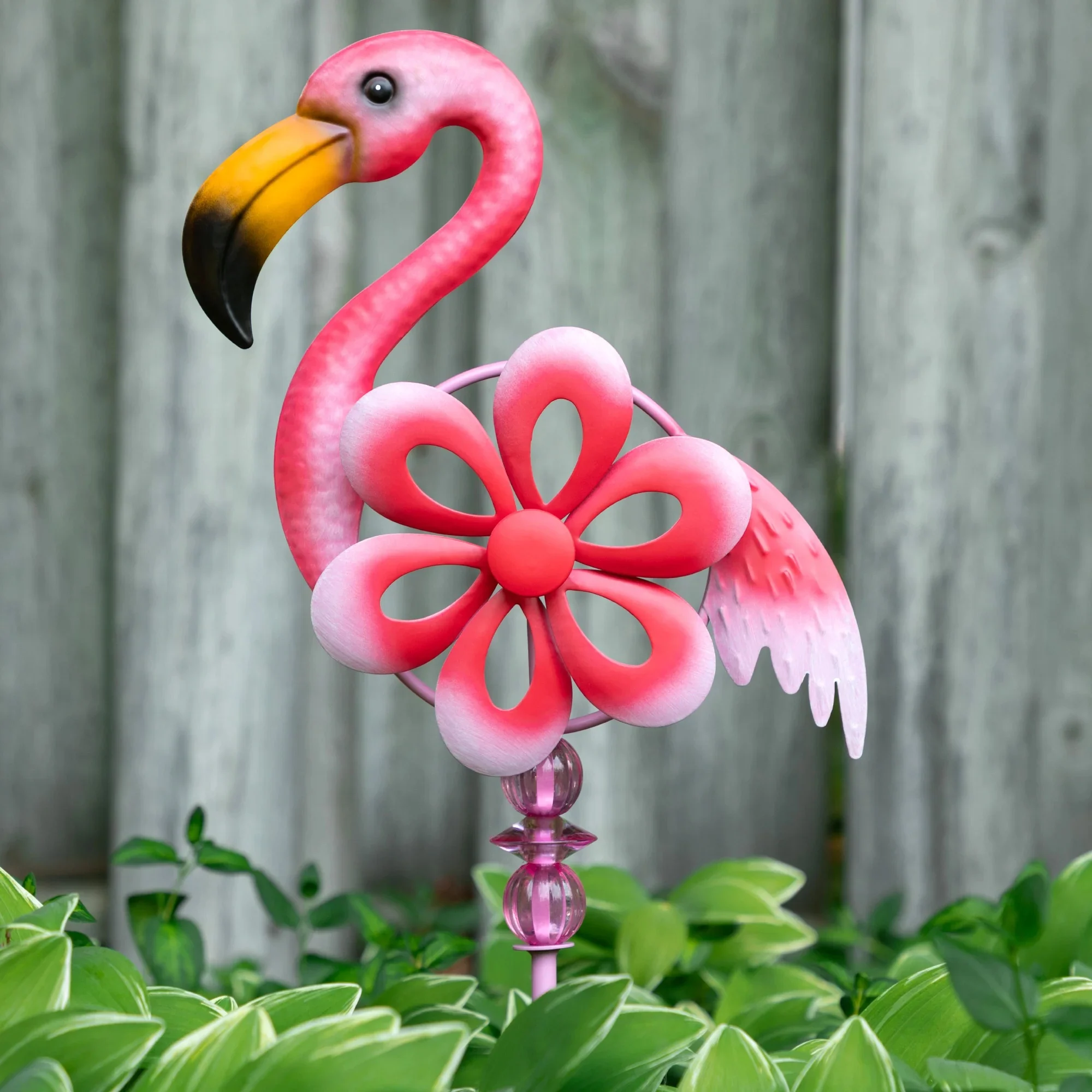 Pretty In Pink Spinning Flamingo Garden Stake