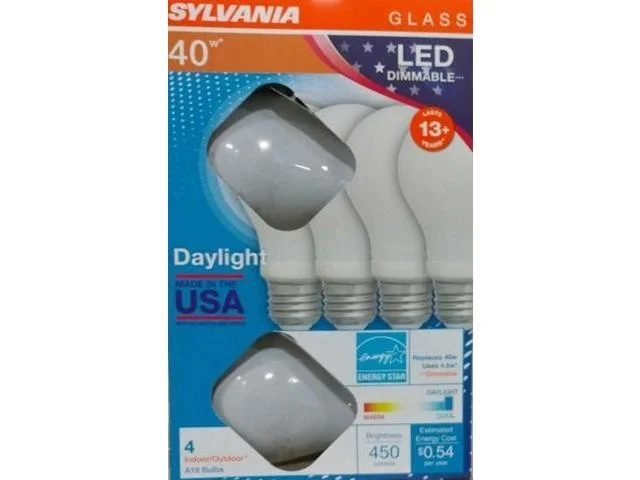 (4 Pack) Sylvania A19 Led 40 Watt Equivalent Daylight 450 Lumens