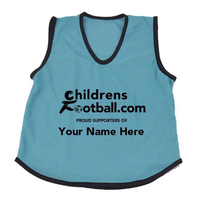 Packs Of 10 Or 15 Personalised Football Training Bibs - Youths/sky Blue/15 Bibs With Text