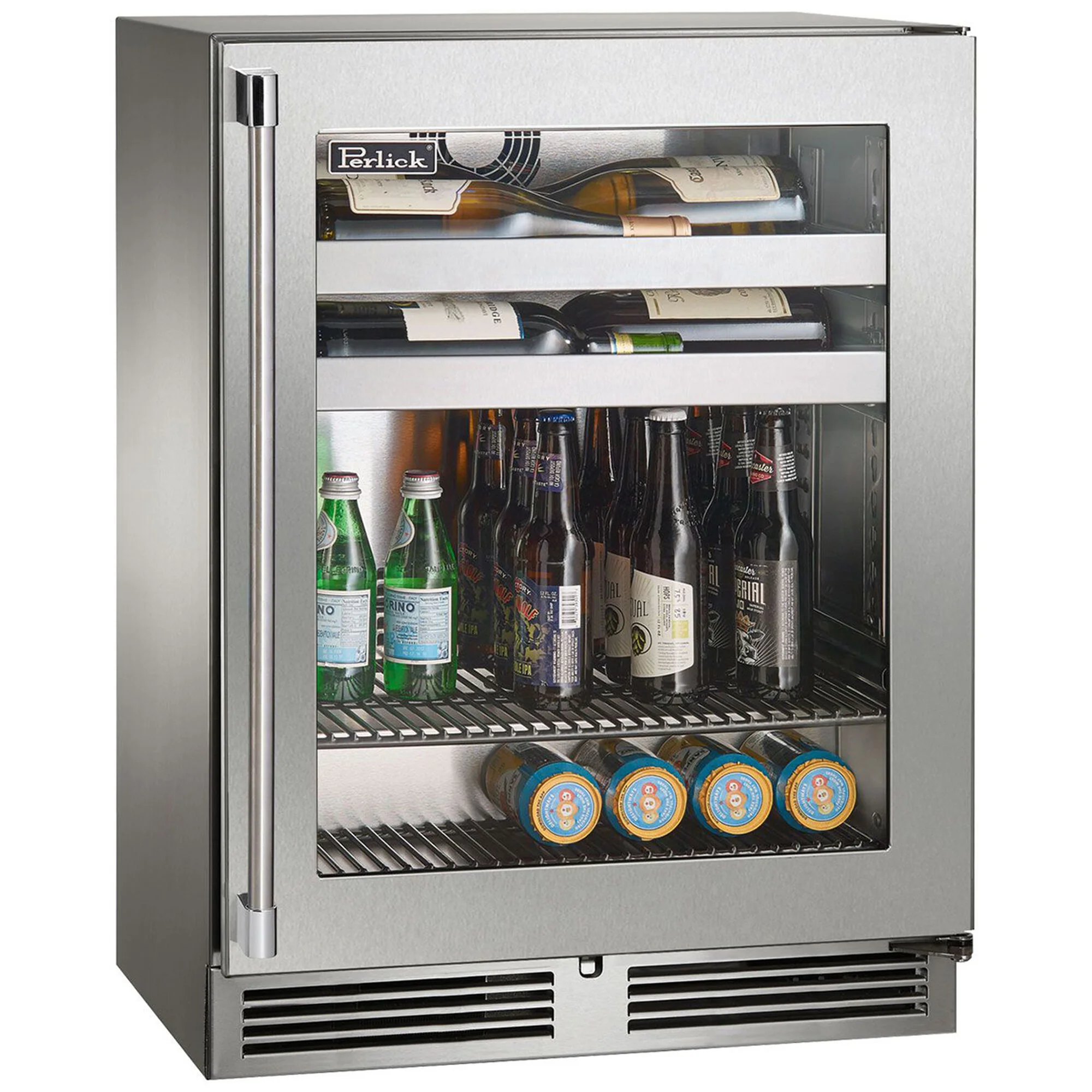 Perlick Signature Series 24 In. Built-in 3.1 Cu. Ft. Compact Beverage Center With Pull-out Shelves & Digital Control - Custom Panel Ready