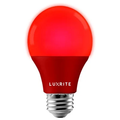 Luxrite A19 Led Red Bulbs, 60w Equivalent, Non-dimmable, Ul Listed, Indoor Outdoor, Porch, Christmas, Decoration, E26 Standard Base