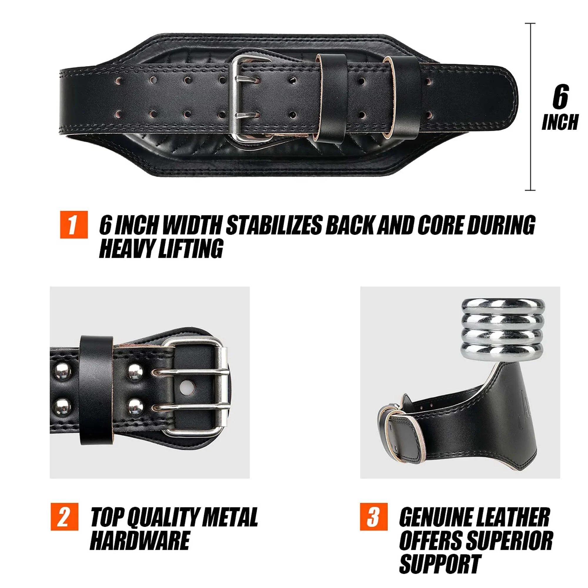 10mm Leather Double Prong Weightlifting Belt - Brown&black