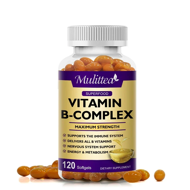 Vitamin B Complex Capsule (b12, B1, B2, B3, B5, B6, B7, B9, Folic Acid & Biotin) ,reduce Stress & Supports Better Moods ,assists Nervous System Health & Energy - 120pcs