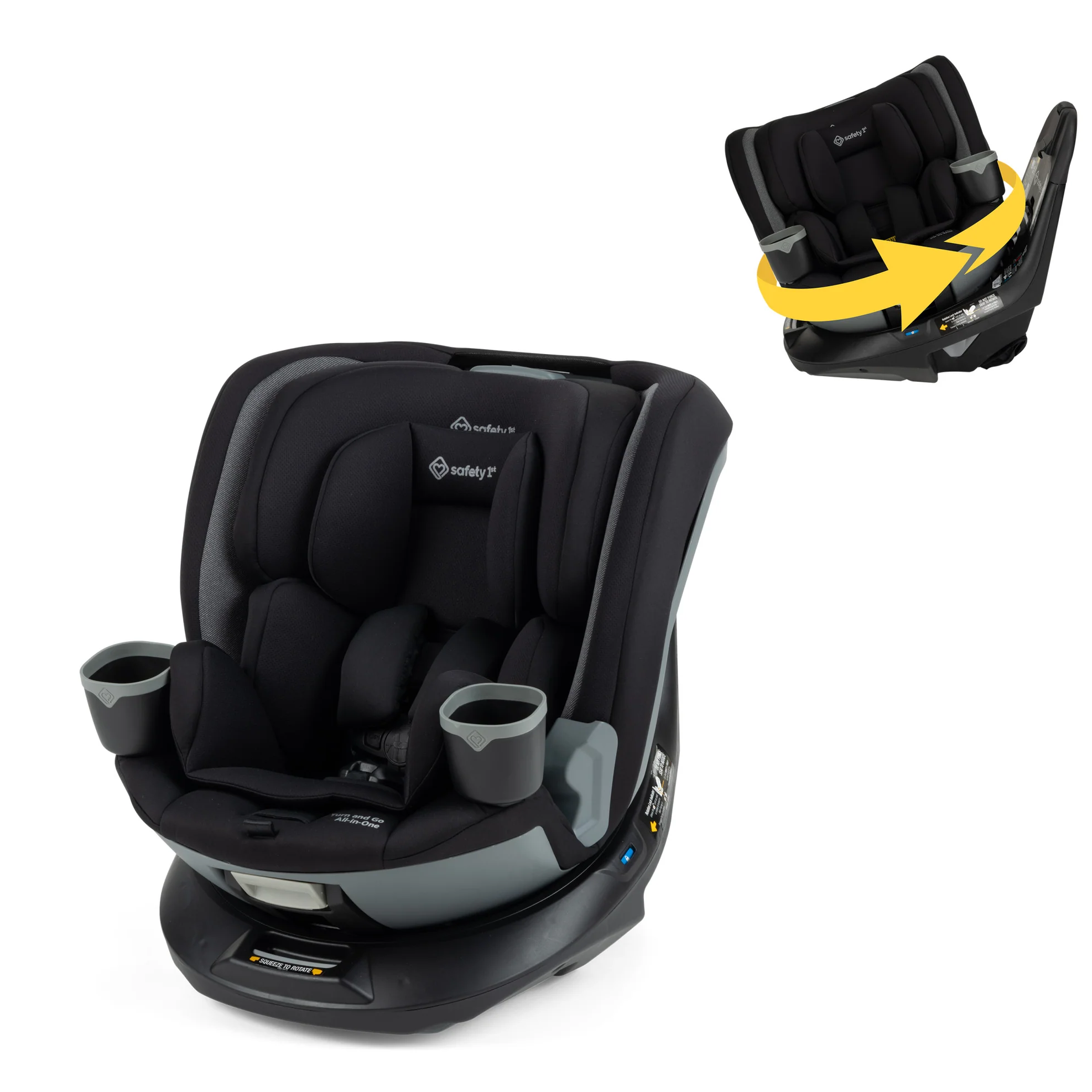 Turn And Go 360° Rotating All-in-one Convertible Car Seat - Black Beauty