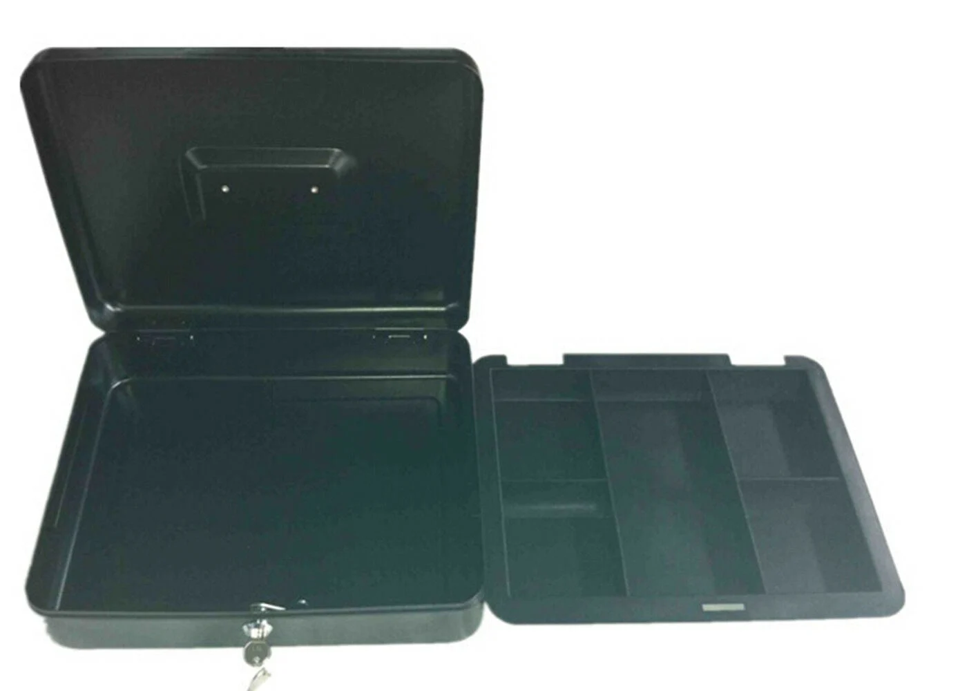 30.5cm Klein Stahl Kasse Safty Kiste Mit Abnehmbare Tablett Und Schlüssel - Schwarz