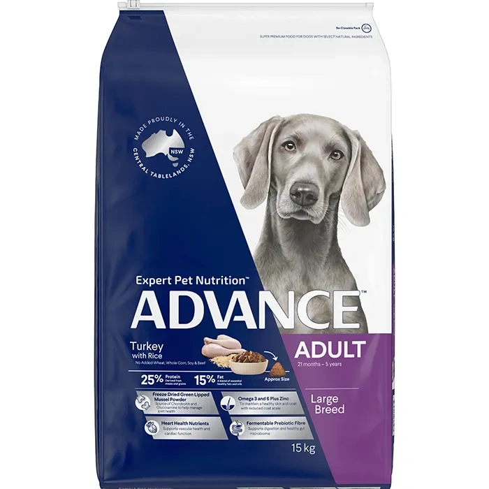 Advance Adult Large Breed Dry Dog Food Turkey With Rice 15kg