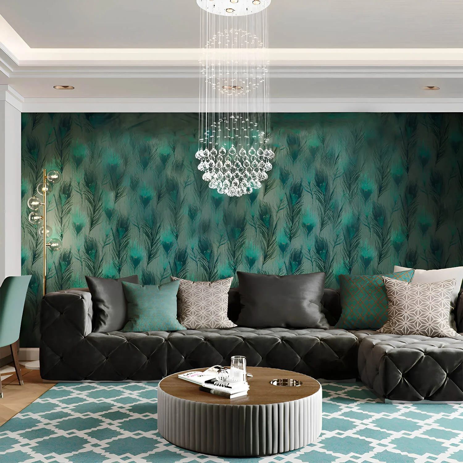 Double Sphere Raindrop Crystal Chandelier - W 40" X H 98"