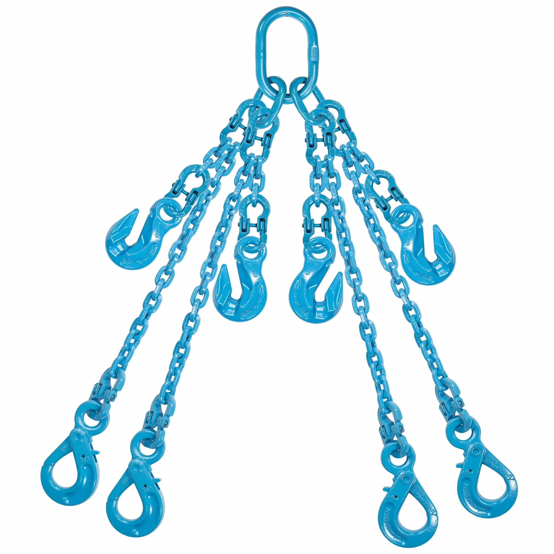 3/8" X 15' - Pewag Adjustable 4 Leg Chain Sling W/ Self-locking Hooks - Grade 120