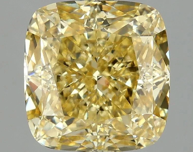 4.10 Ct. Fancy Vivid Yellow/vs2 Cushion Lab Grown Diamond