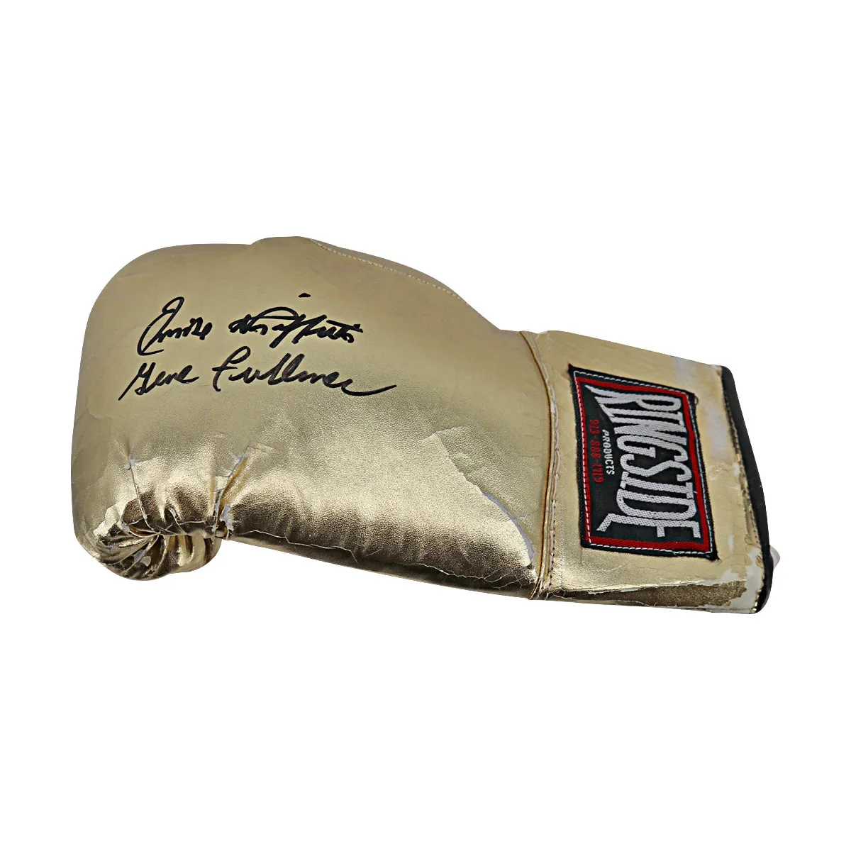 Gene Fullmer Emile Griffith Autographed Signed Ringside Gold Left Boxing Glove (jsa Coa #ce17441)