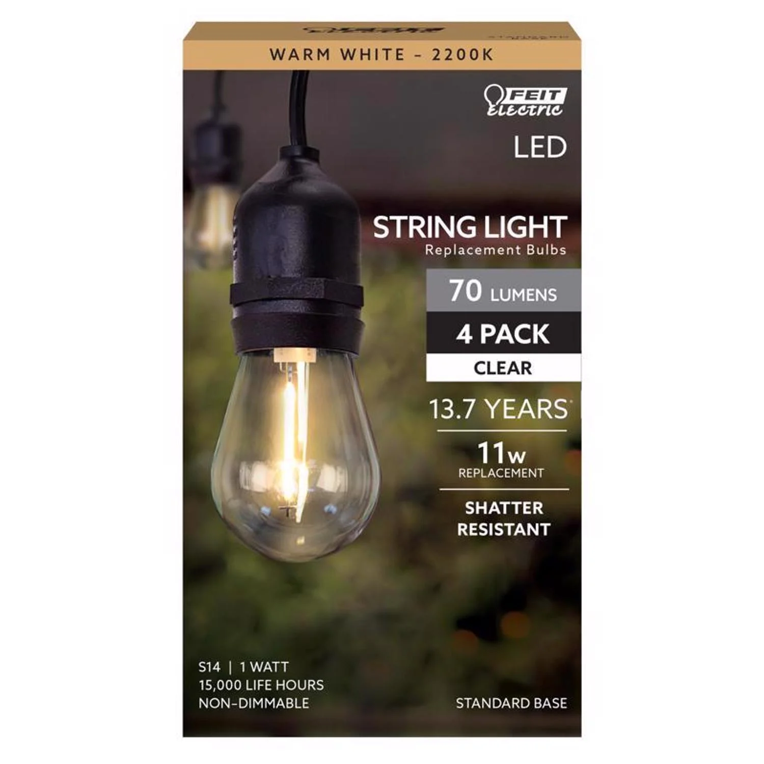 S14 E26 (medium) Led Bulb Warm White 11 Watt Equivalence 4 Pk