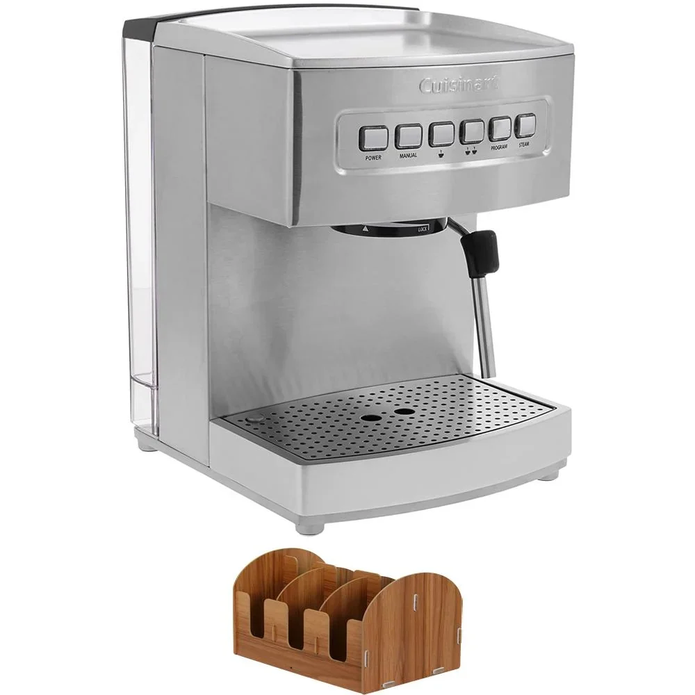 Cuisinart Programmable Espresso Maker 15-bar, Stainless Steel W/ Coffee Caddy Organizer