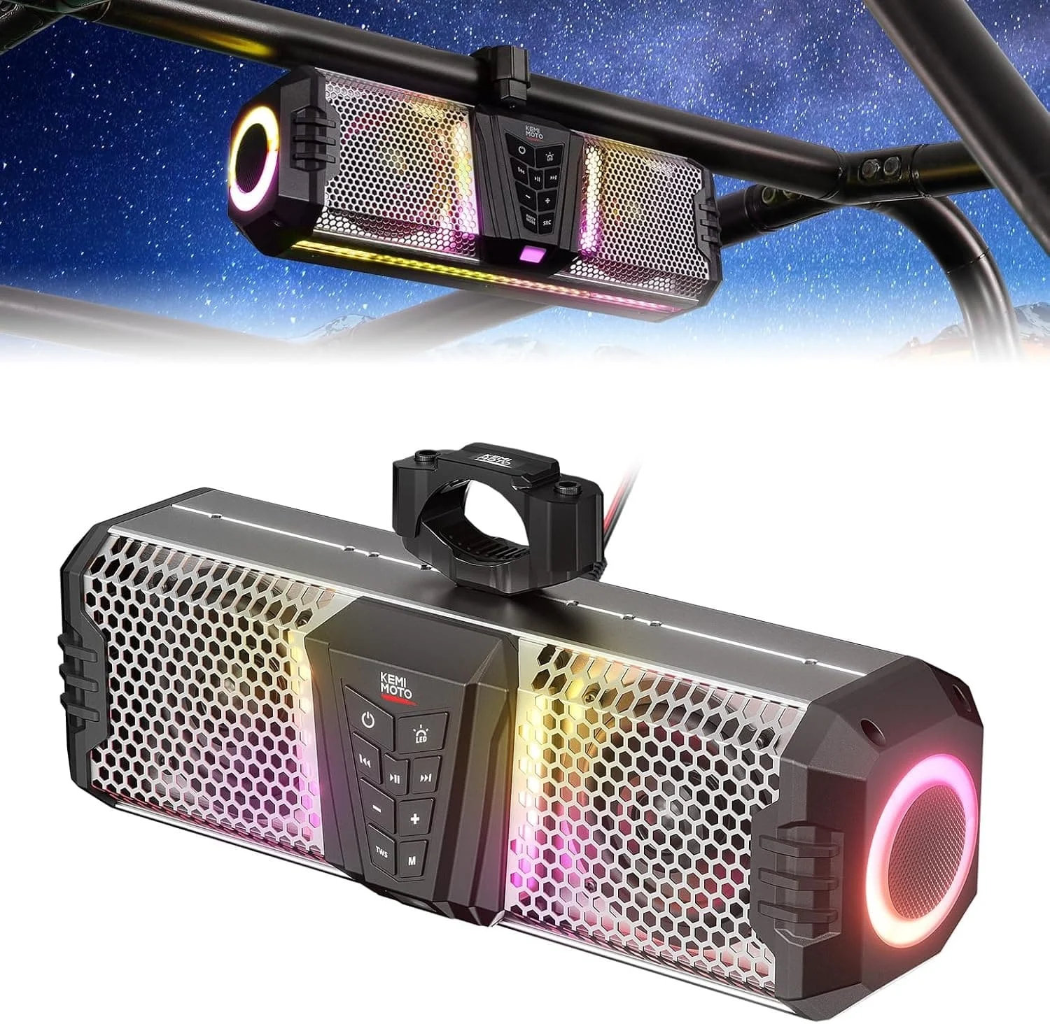 Kemimoto Midnight S40 16" Aluminum Rgb Bluetooth Soundbar Silver