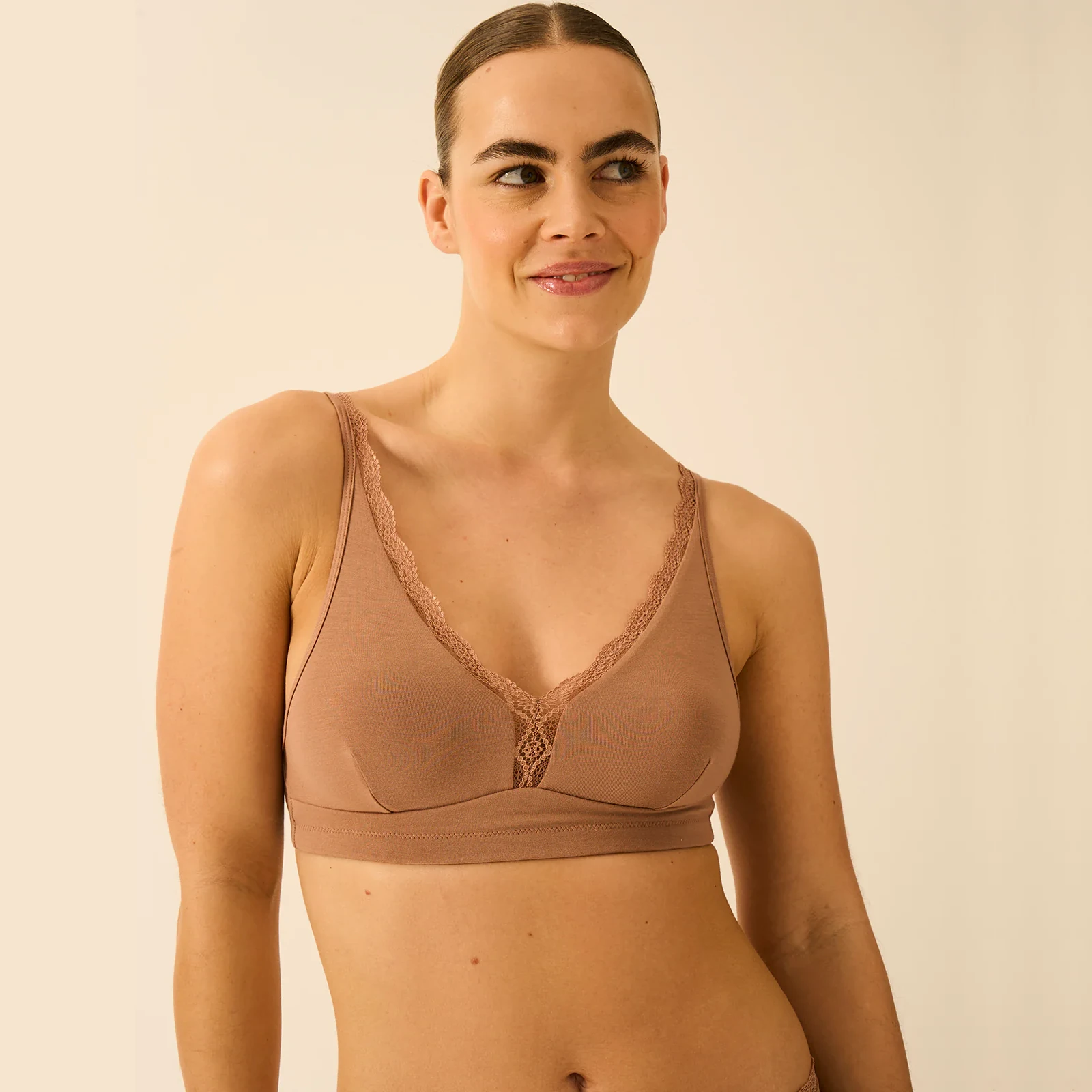 Lace Plunge Bra - Latte