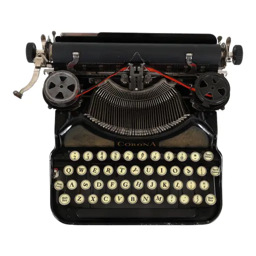 Refreshed 1930's Corona Four Manual Typewriter In Black And Gold