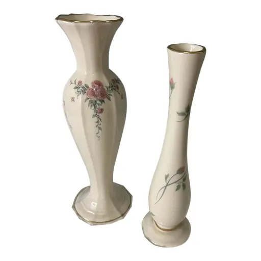 1990s Vintage Lenox Set Of 2 Petite Rose Bud Vase