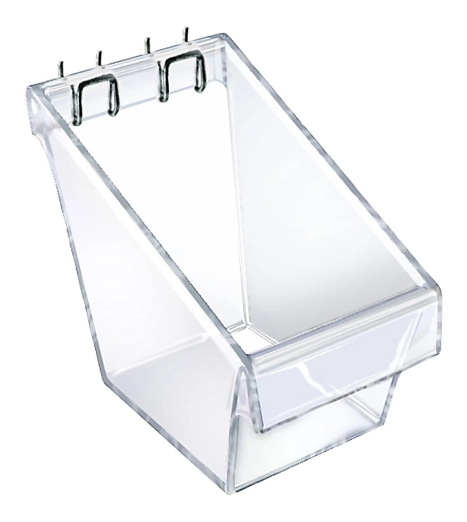 Azar Displays Bucket Displays For Pegboard/slatwall, C-channel And Metal U-hooks, Small Size, 4 1/2" X 4" X 6 1/2", Clear, Pack Of 4