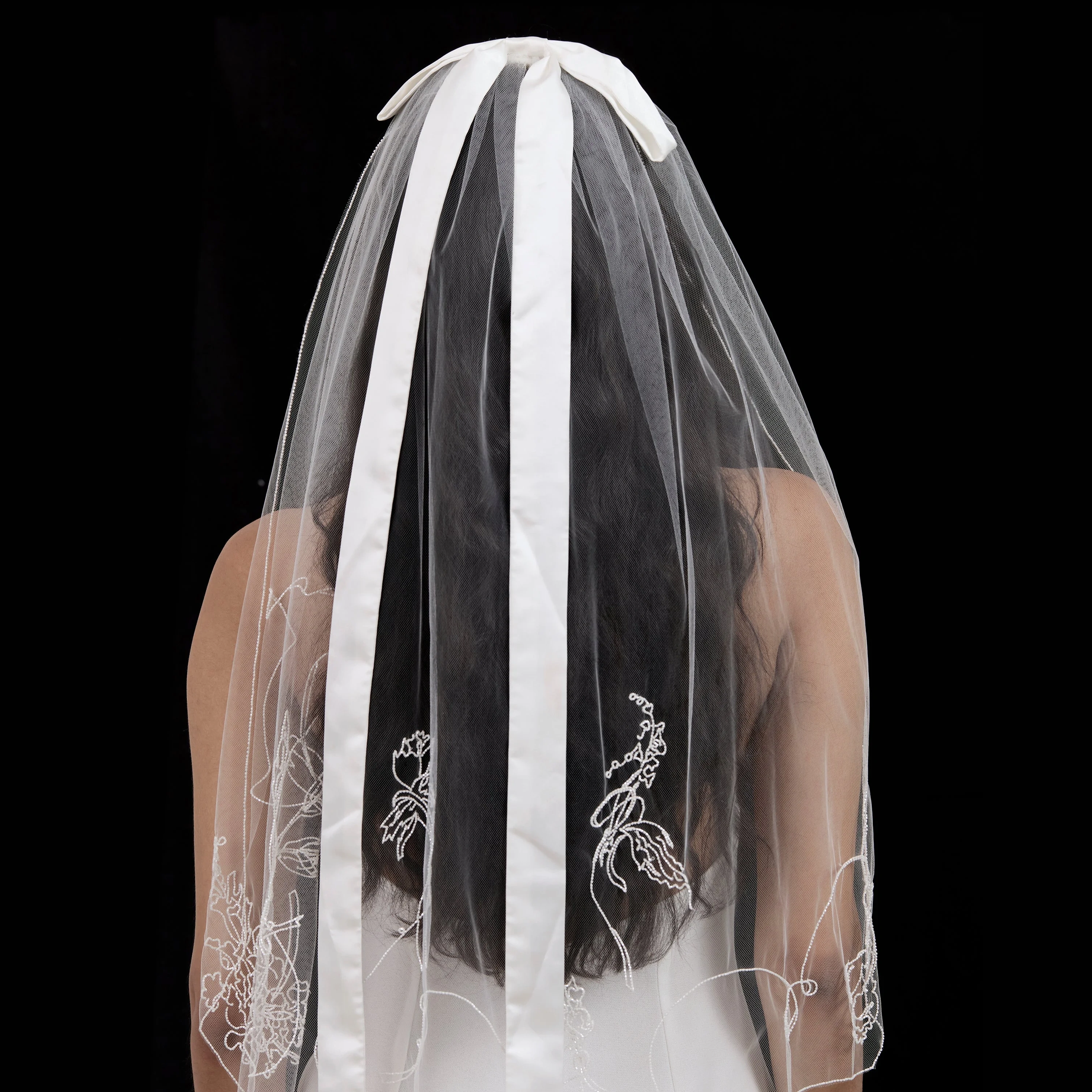 Jordana Floral Beaded Bow Veil