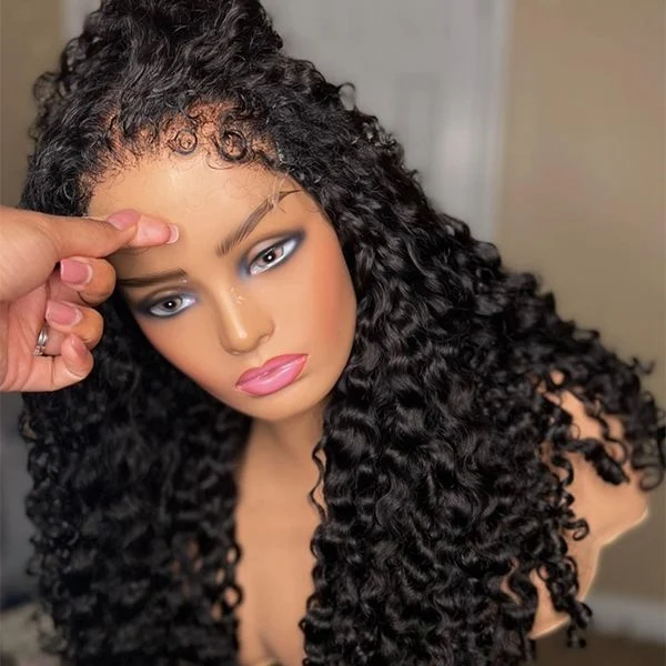 Water Wave Type 4c Hairline Edges Wigs 13x4 Hd Lace Front Human Hair Wigs For Black Women - 22inch/180% 4x4 Wig